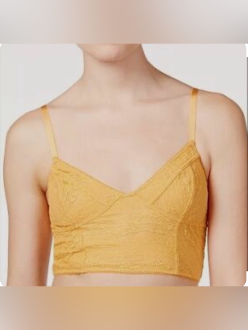 Free People Intimately Lace Bralette in Mustard Yellow, Size S